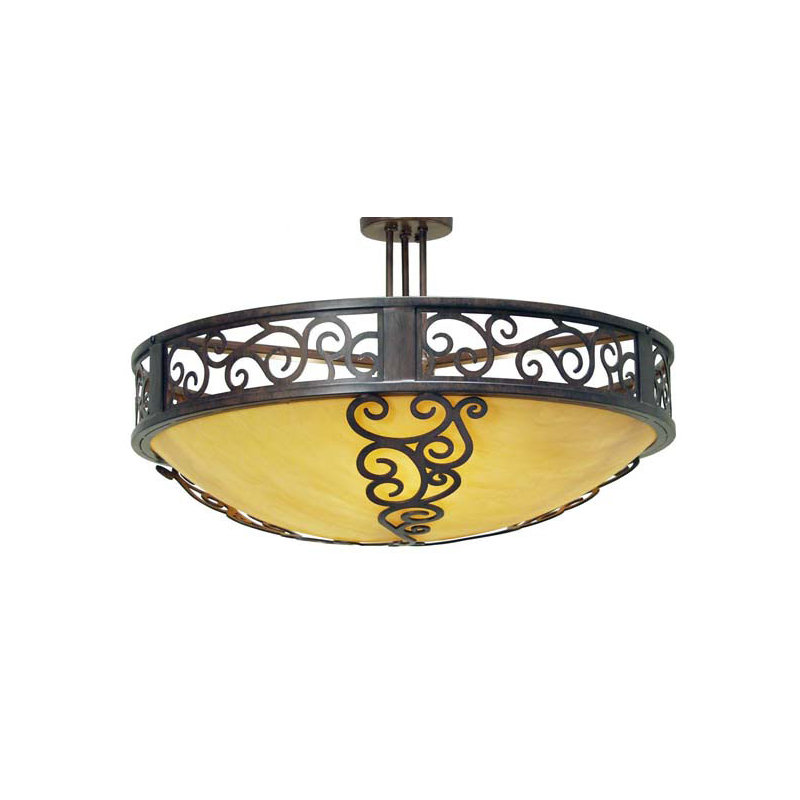 Luminaire suspendu unique à 3 lumières Lilliana, Nouveau Mica, Fer rustique