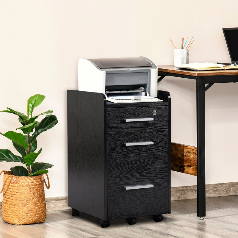 15.4'' Wide 3 -Drawer Mobile File Cabinet, Black