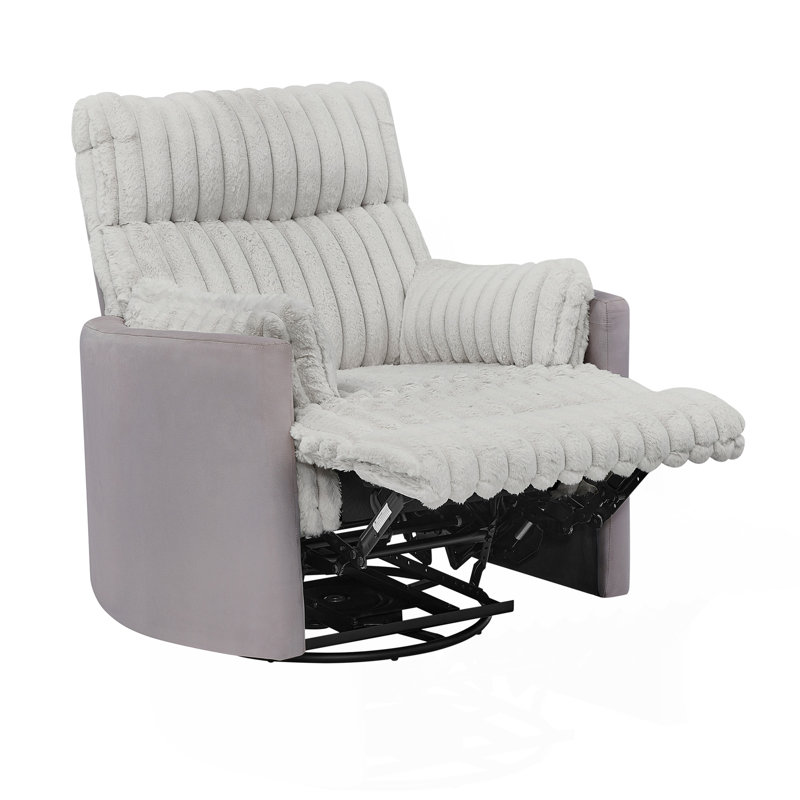 Fauteuil inclinable manuel en velours côtelé gris Bocaton, Gris
