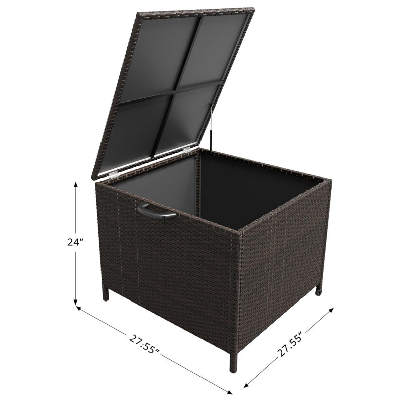 185 Gallon Outdoor Storage Box With Wheels, Waterproof Patio Furniture Storage Bins With Lid, Storage Bench Cabinet For Patio Cushions, Backyard Garden Tools And Pool Supplies