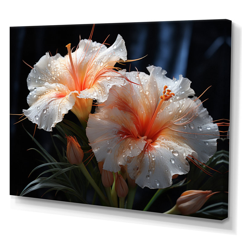 Belle fleur blanche dans une forêt tropicale IV - reproduction, Toile tendue, H 12 po x l 20 po x P 1 po