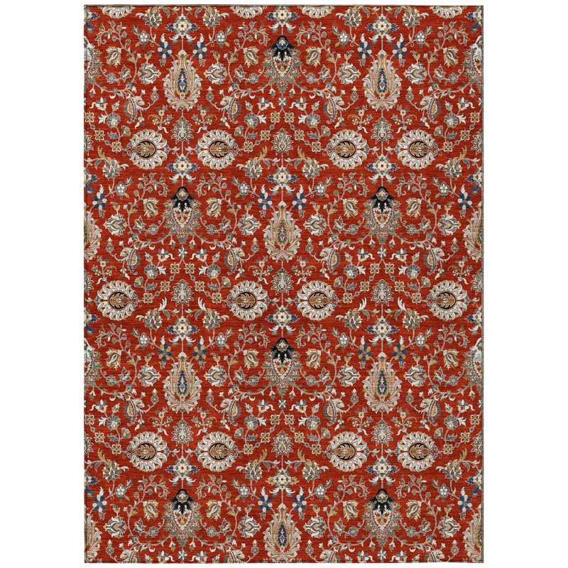 Machine Washable Indoor/Outdoor Husby ACN2192 Global Rug, Rectangle 9' x 12'