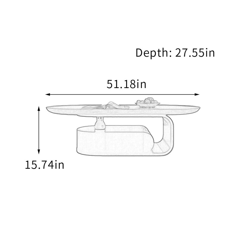 Table basse avec tiroir en bois, Blanc, H 15,74 po x l 51,18 po x P 27,55 po