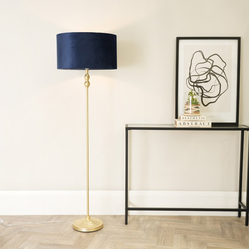 Rinnah 151cm Traditional Floor Lamp, Navy Blue, Gold