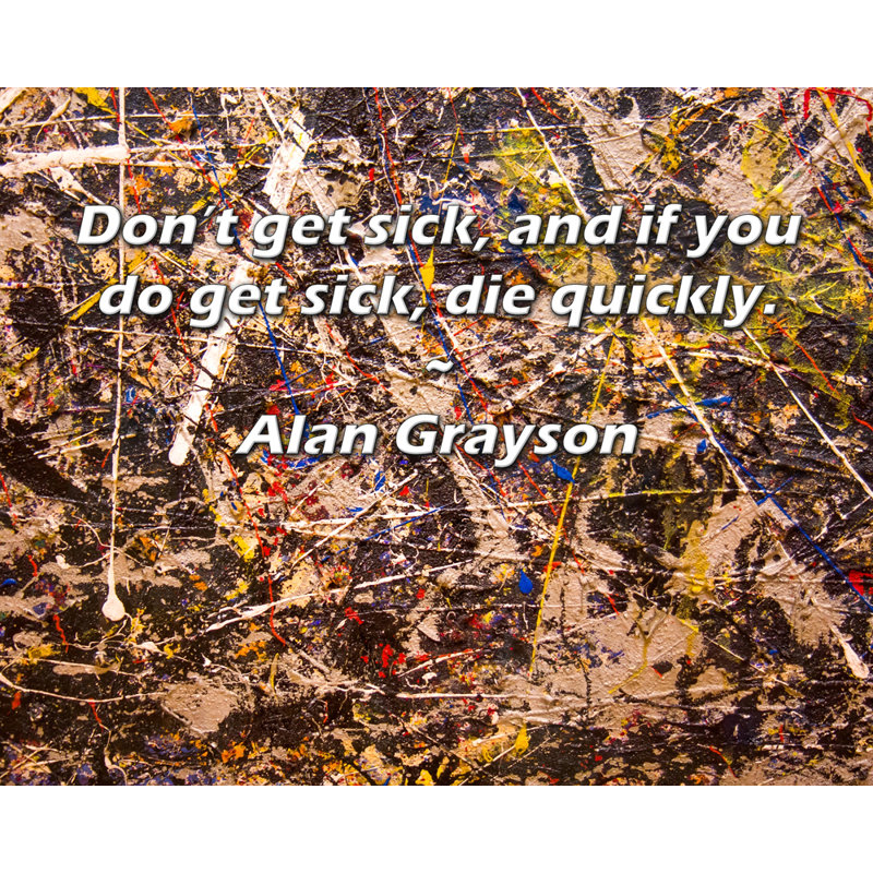 Latitude Run® Gallery Wrapped Canvas By Alan Grayson: "Don’t get sick, and if you do get sick, die qu, 13" H x 18" W