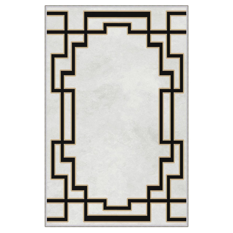 Premium Woven Area Rug, 5.9 x 9.2 Feet | 100% Polyester, 650 g/m² | Antibacterial, Non-Slip PVC Dot Underside, 0.3 in Pile Height | Machine Washable, 3D Digital Printing | Perfect for Living Room & Bedroom Decor