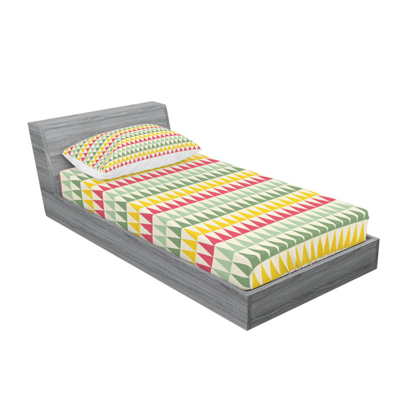 Microfiber Geometric Sheet Set, Twin Sheet Set with Fitted Sheet