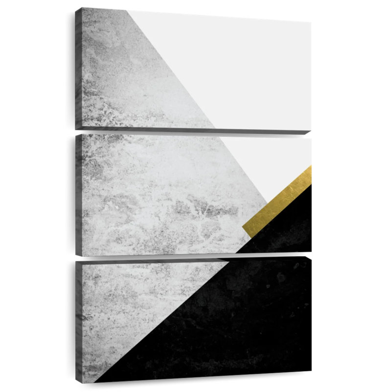 Avery Black Grey Gold Mountains I, 74" H x 48" W