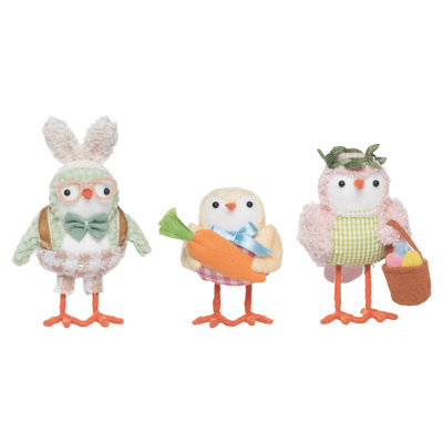 Oiseaux de Pâques en peluche, amis de Pâques, figurines d'oiseaux, rose, polyester, ensemble de 3, table, salon, Pâques, décoration de la maison