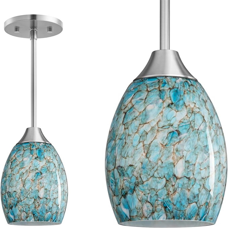 Luminaire suspendu réglable en verre nickel brossé
