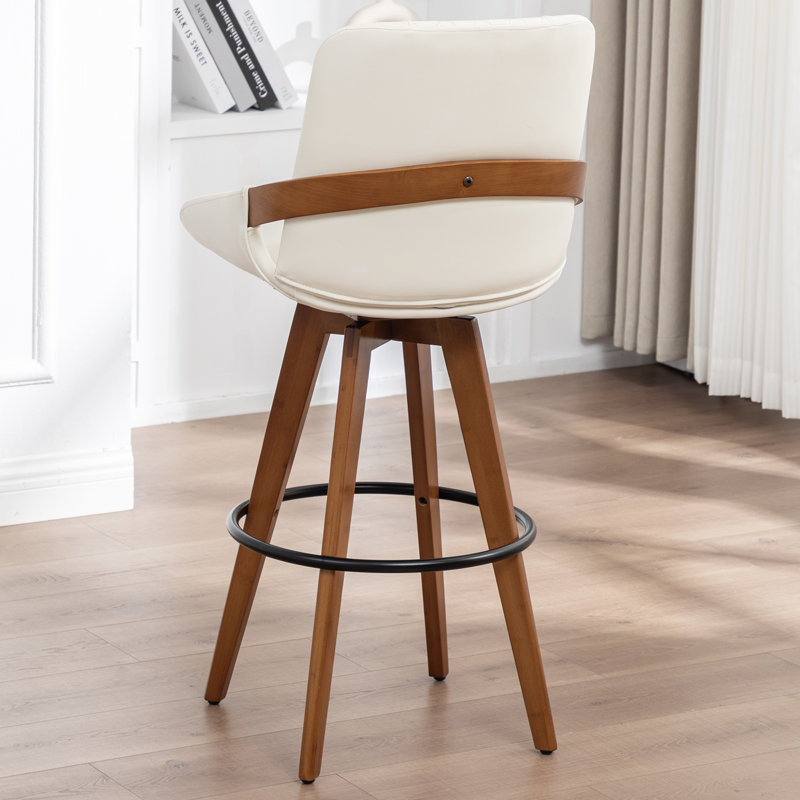 Swivel Upholstered Counter Stool, White, Counter Stool (67cm Seat Height)