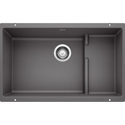 Precis Cascade SILGRANIT 29" L x 18" W Undermount Kitchen Sink with Colander
