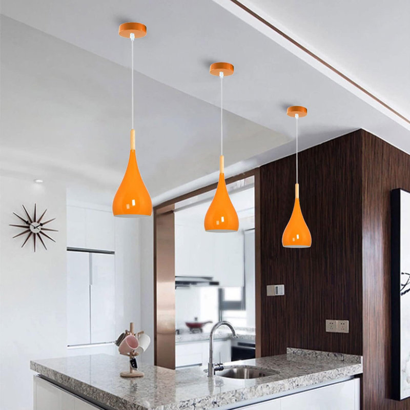 Rasen 1 -Light Single Teardrop Pendant, Orange
