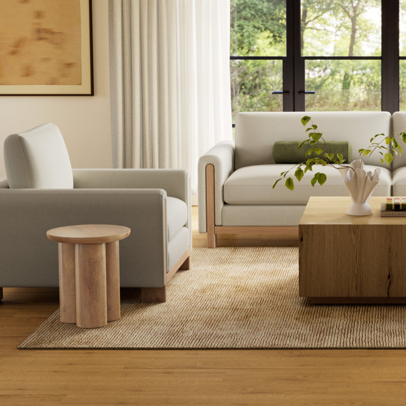 Modern Neutral Wooden Living Room End Table, Side Table 18", Natural