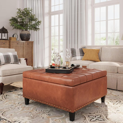 Pirja Faux Leather Ottoman