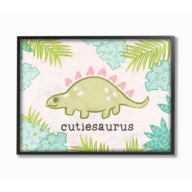 Baltes Cutiesaurus Dinosaur Kids Design, H 16 po x l 20 po x P 1,5 po, Giclée encadrée noir minuit