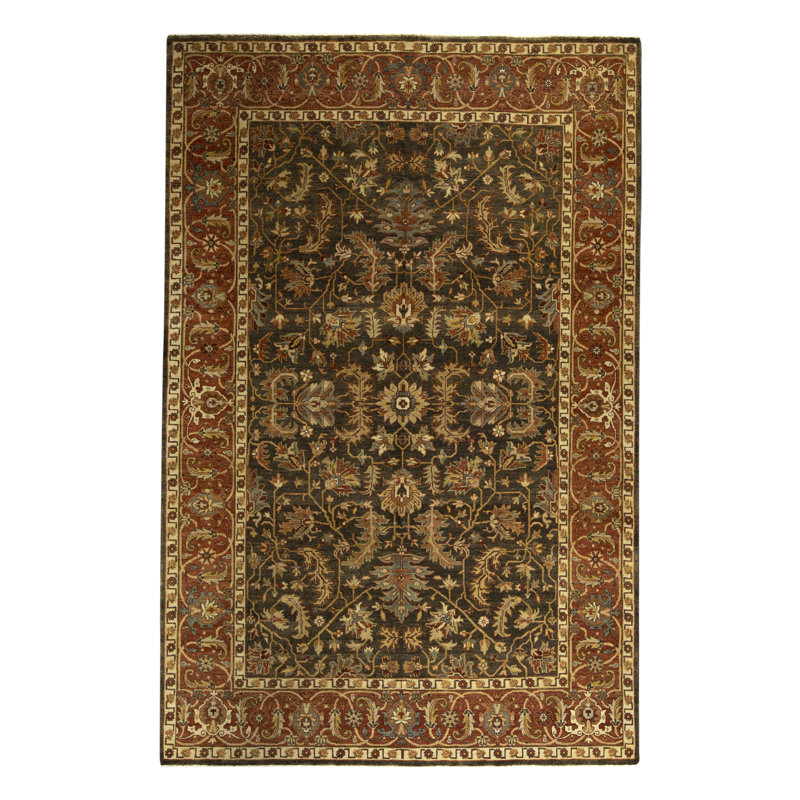 Tapis noir et rouge de haute qualité noué à la main
