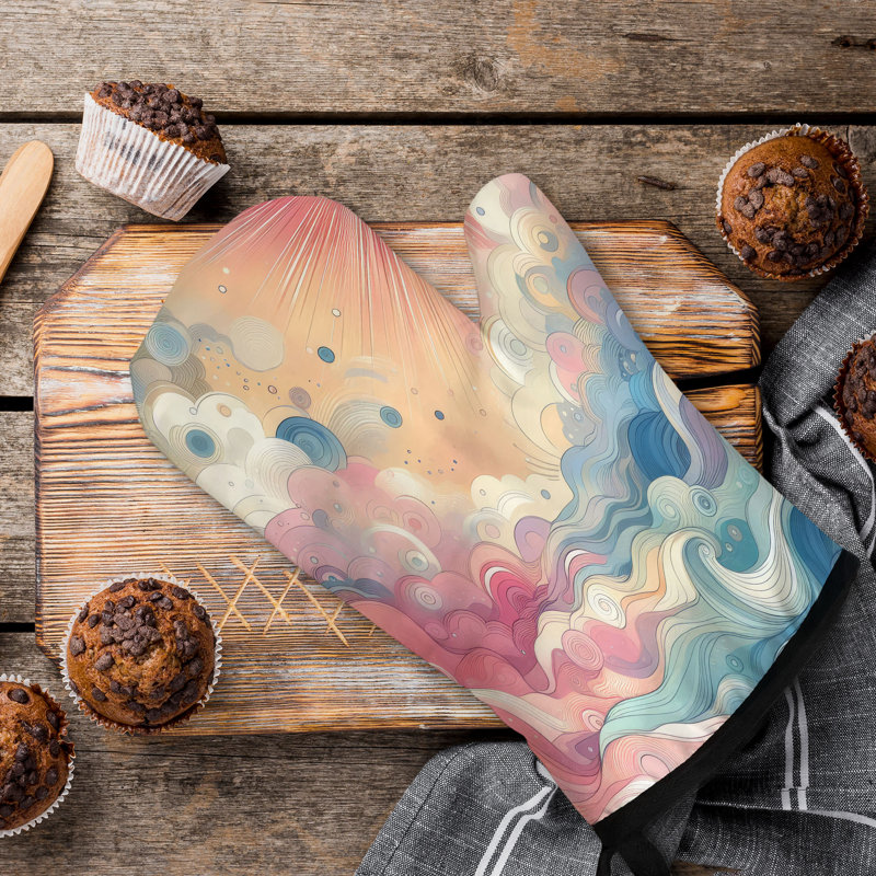 Soft Summer Splash Oven Mitt Cotton Twill
