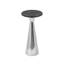 Table d'appoint argentée avec plateau en marbre noir | Table de bout décorative moderne | Base en métal | Table d'appoint pour le salon | 12 x 12 x 25,5 po