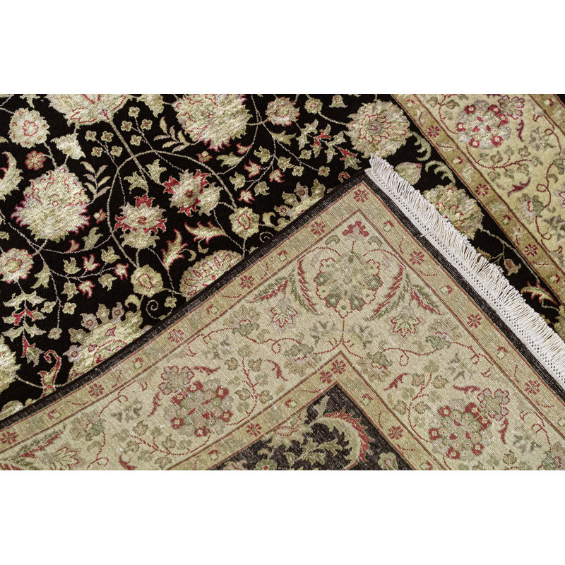 Hand-Knotted High-Quality Black and Gold Area Rug