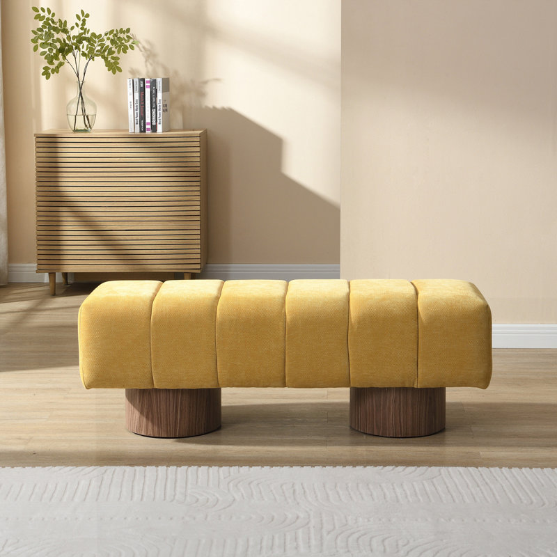 Banc de salle à manger rembourré, Jaune