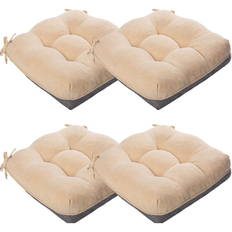 Ensemble de 4 coussins de chaise de salle à manger en mousse viscoélastique 15,5 pouces beige