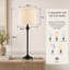 Lampe de table moderne en métal 26 "avec interrupteur à bouton et abat-jour en lin L chariot-1682160342