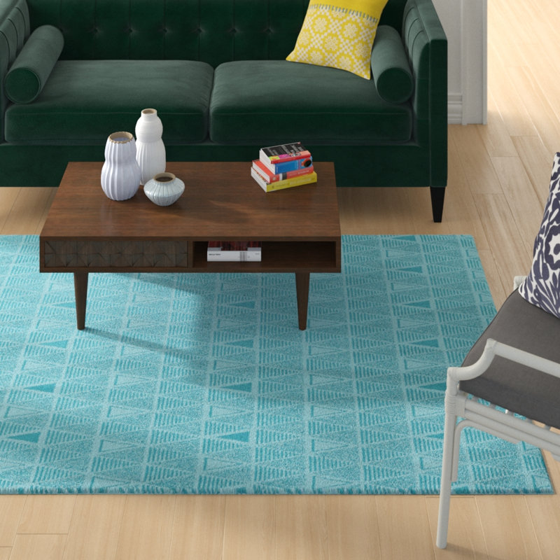 Tapis décoratif triangles dessinés à la main, Rectangle de 5 pi x 7 pi