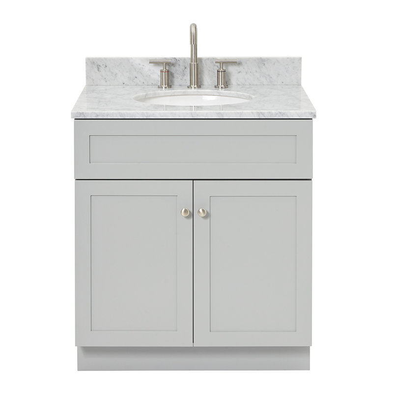Meuble-lavabo simple avec comptoir Partham 31, Gris