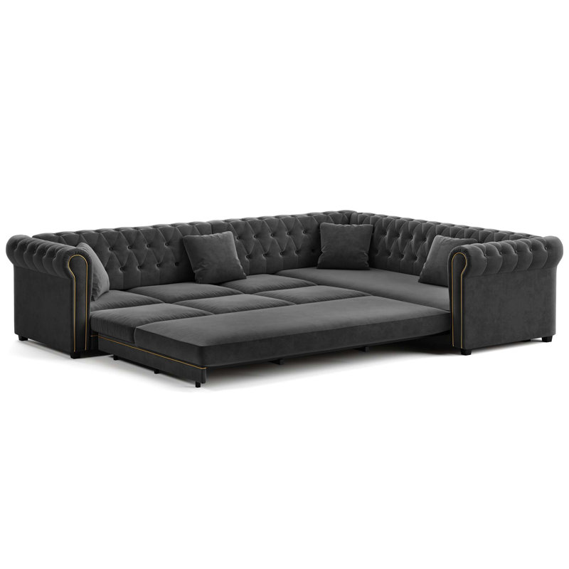 115.3 " Velvet L-Shaped Sofa Bed