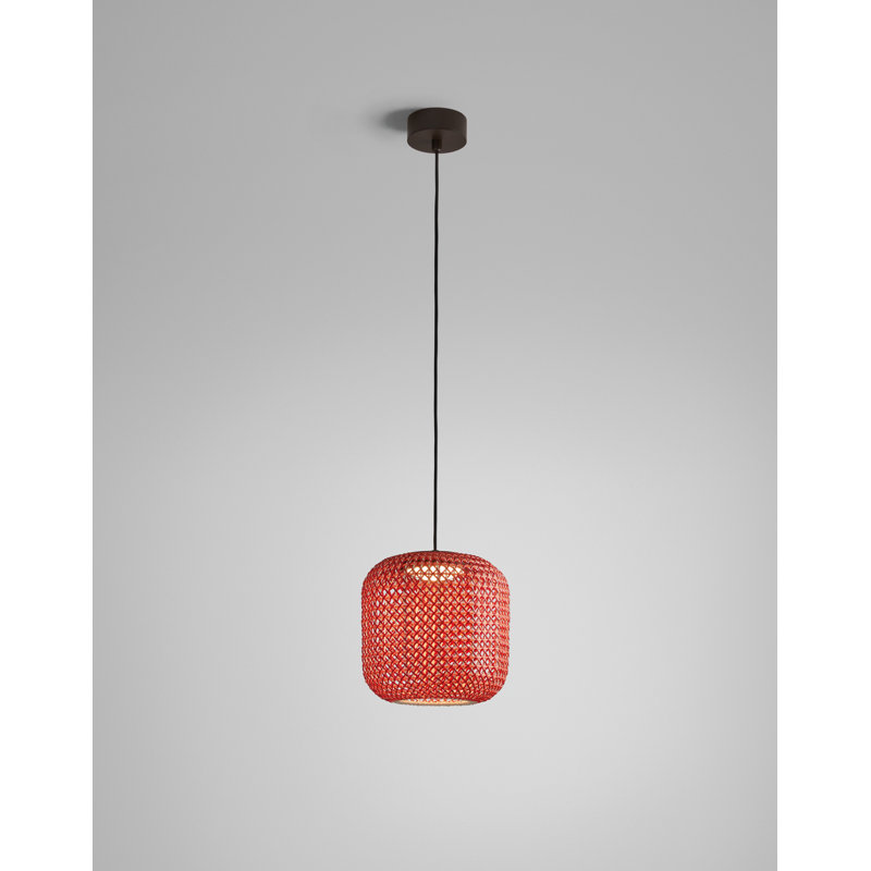 Luminaire suspendu tambour 1 lumière DEL Nans, Rouge