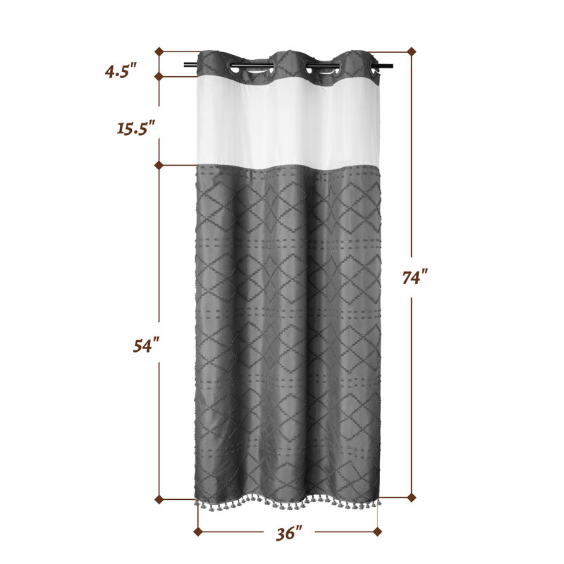 Rideau de douche Shorey, H 74 po x l 36 po, Gris foncé