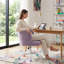 Chaise de bureau en fausse fourrure violette - Fauteuil de coiffeuse ergonomique réglable pour chambre à coucher et bureau personnel