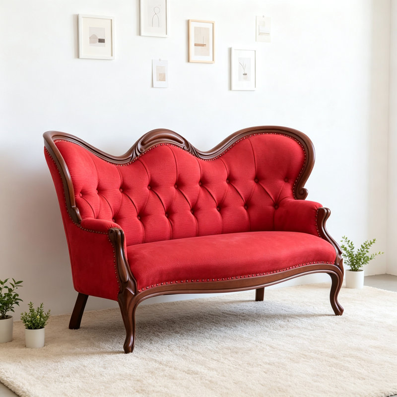 American Retro Fabric Red Sofa