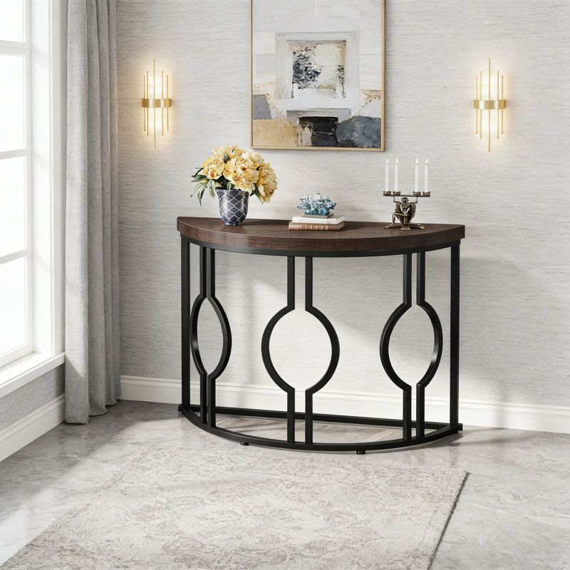 Console industrielle 43 "demi-lune, canapé d'appoint géométrique