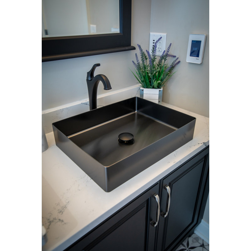 Stainless Steel Rectangular Vessel Bathroom Sink, Black