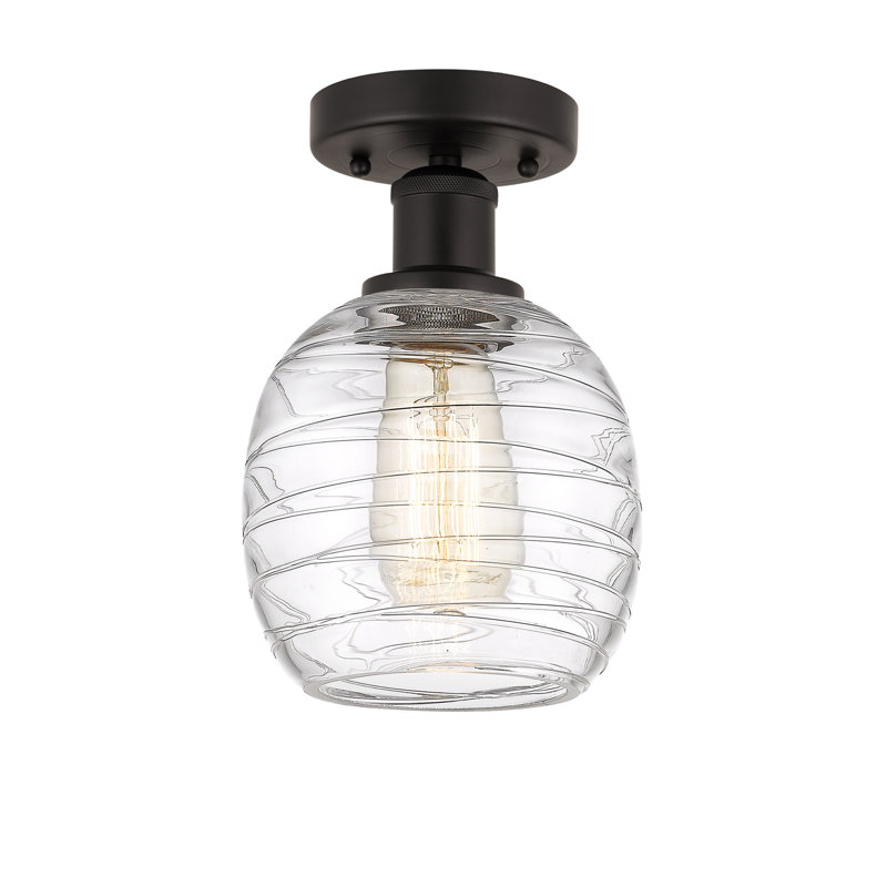 Plafonnier semi-encastré en verre Magréb, Bronze frotté à l'huile