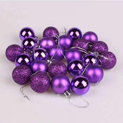 Ensemble de 24 boules de Noël décoratives avec mini boules suspendues incassables et scintillantes