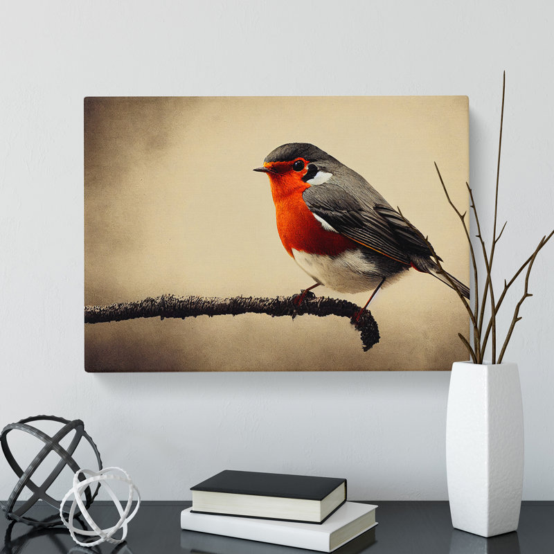 Beautiful Robin Bird - Wrapped Canvas, 50cm H x 76cm W x 3cm D