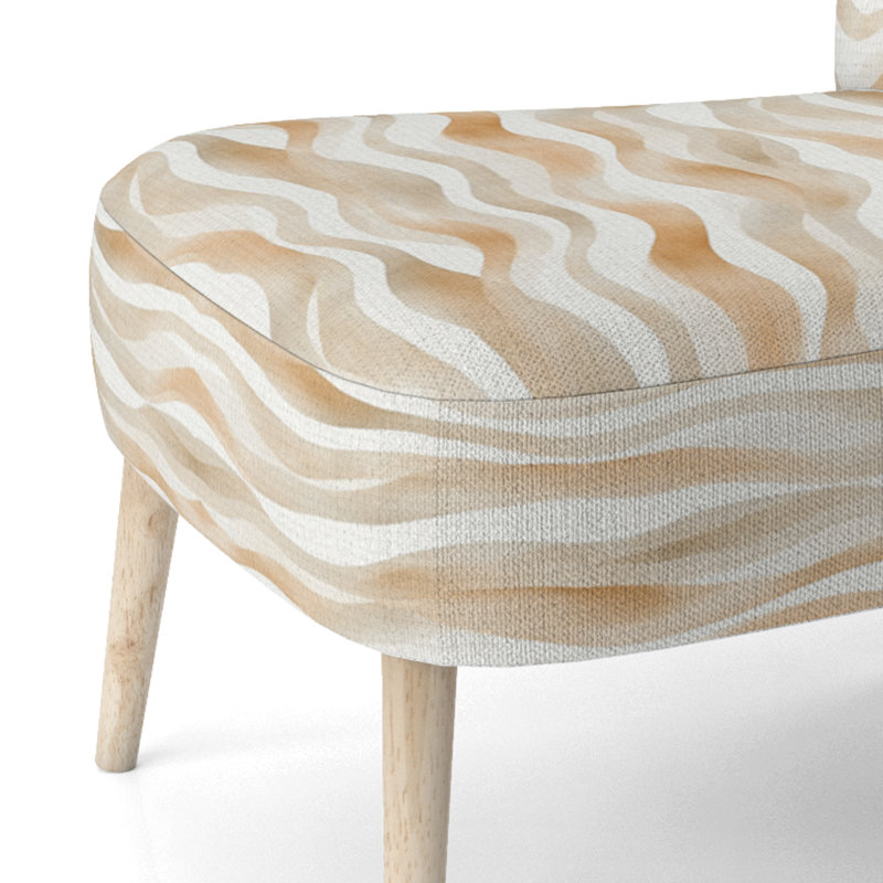 Chaise d'appoint rayée beige et orange, Chaise d'appoint sans accoudoirs