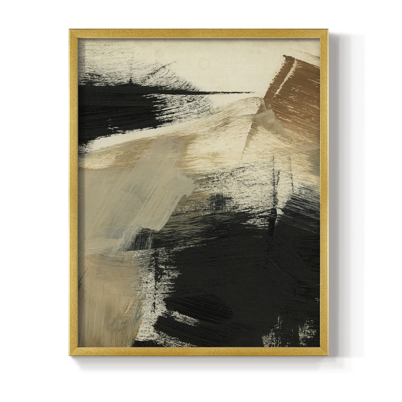 «Baked Paintstrokes III», reproduction encadrée - bois massif, Or, H 14 po x l 11 po