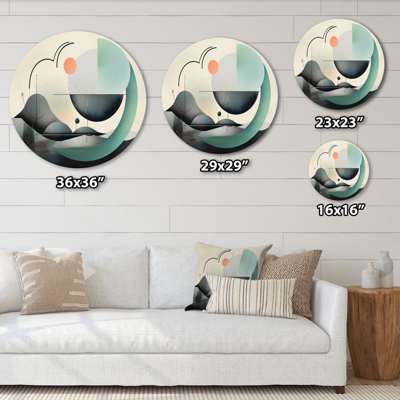 «Gray Harmonious Patterns II», art mural rond abstrait géométrique sur métal, H 29 po x l 29 po x P 1 po