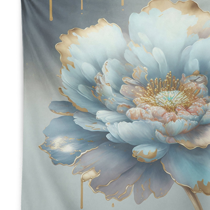 Tapisserie en polyester chic avec fleurs bleues et punaises, H 32 po x l 39 po