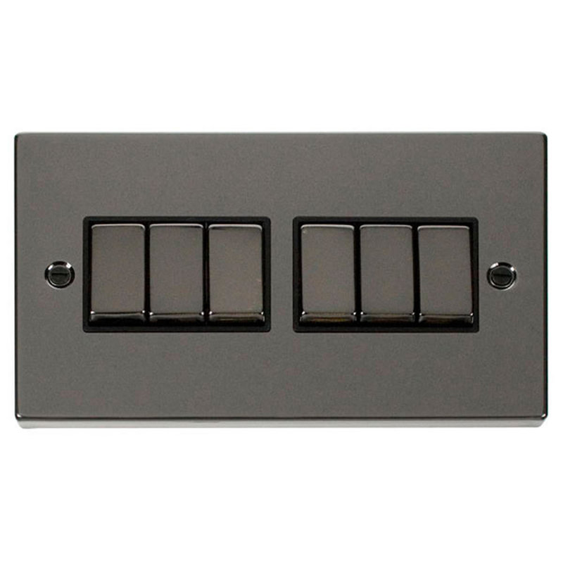 Black Nickel 10A 6 Gang 2 Way Ingot Light Switch