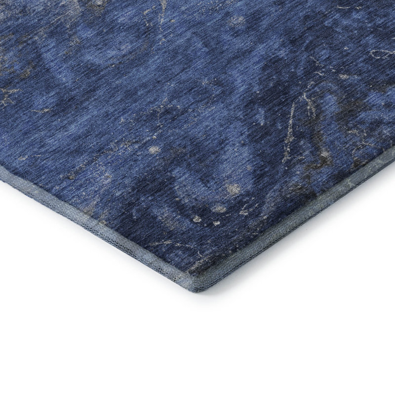 Tapis bleu Cerrito AMF599 lavable à la machine de qualité supérieure, Rectangulaire 8 pi x 10 pi