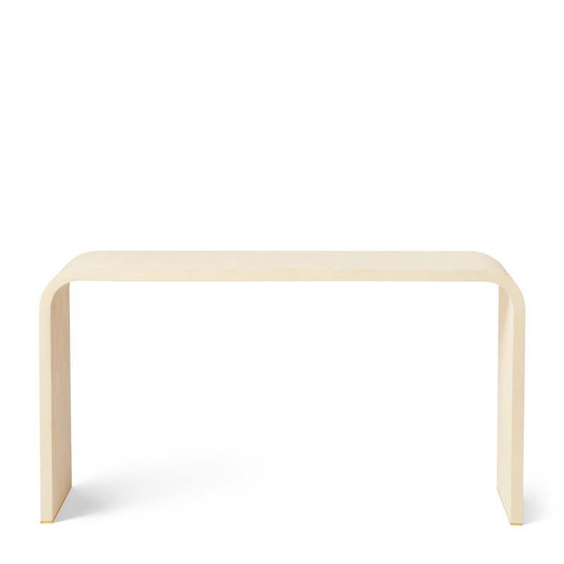 Cream Shagreen Console Table with Brass Detailing