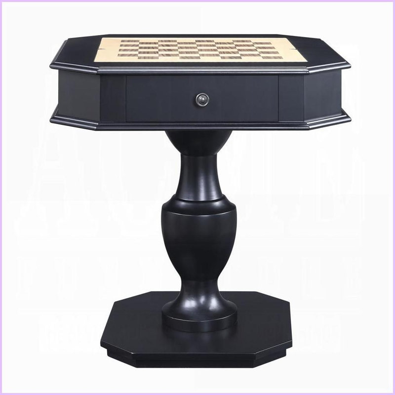 Table de jeu avec 2 tiroirs, plateau réversible pour échecs / dames / backgammon, noir | Panneau de fibres à densité moyenne