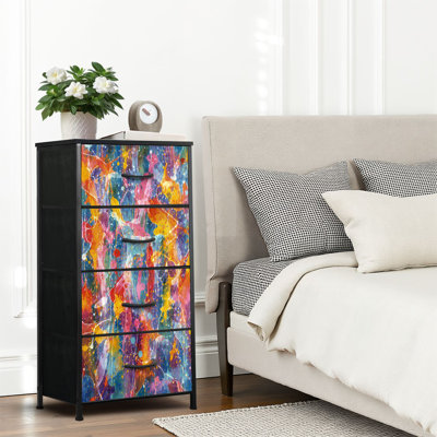 4 Drawer Dresser for Bedroom, Narrow Chest of Drawers, Wooden Top and Study Iron Frame 18"x37.5"-(WxH)