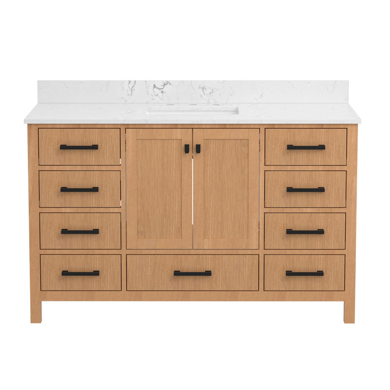 Meuble-lavabo moderne et multifonctionnel avec rangement, Chêne, 54