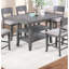 Table de salle à manger rectangulaire contemporaine de style contemporain gris avec comptoir en bois d'hévéa et placage de chêne à quatre pieds incurvés pour plus de stabilité